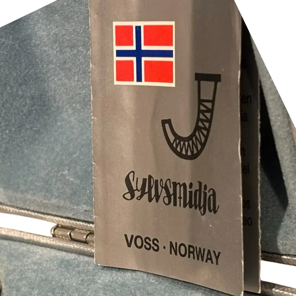 Sylvsmidja Norway 830 Silver Tea Caddy Spoon Leaf Form Twist Handle Vintage